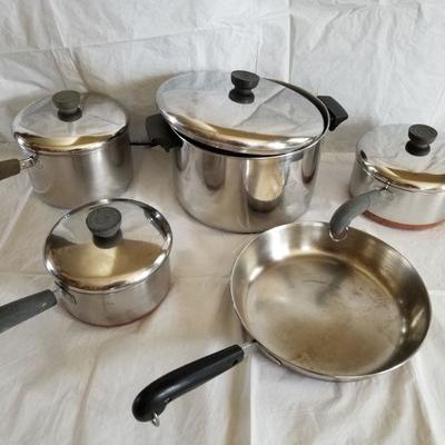 Lot 67 ~ Set of Revere Ware Pots and Pans