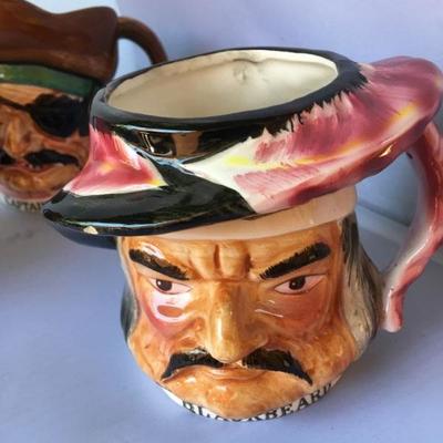 Vintage lot of Three  Vintage Toby Jug Mug Hand Painted Japan.
