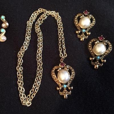 Avon Crown Jewels-One Necklace and two sets of post earrings (Estimated Value $20-$40)
