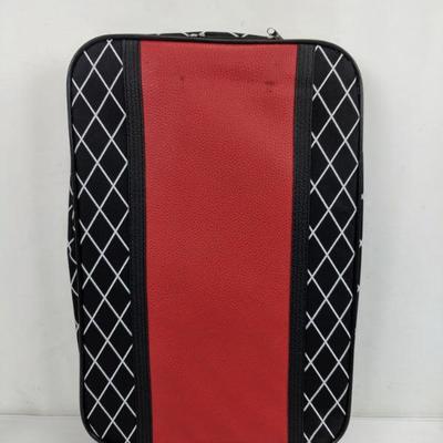 2 pc Collapsible Luggage, Red/Black/White. Rolling Carryon & Shoulder tote bag