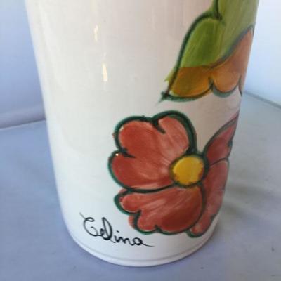 Vintage Hand Painted Ceramic Vase Signed by Celina