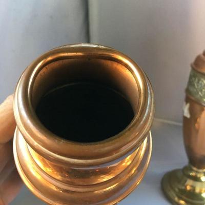 Vintage Pair of Brass and Cooper Vases
