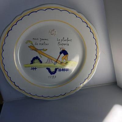 Lot of 3 Heriot Quimper Dinner Plates Signed and Numbered