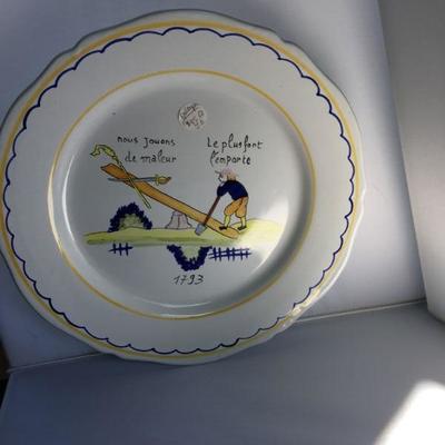 Lot of 3 Heriot Quimper Dinner Plates Signed and Numbered