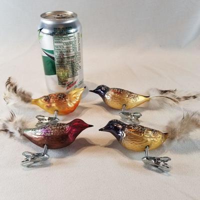 German Hand-Blown Glass Bird Ornaments