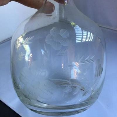 Vintage Etched Bottle with Original Corker