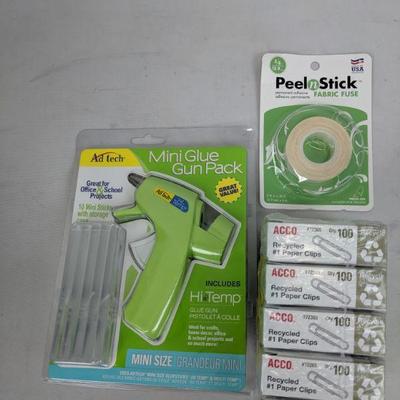 Ad Tech Mini Glue Gun Pack, Peel n Stick Fabric Fuse, Paper Clips 10 Packs - New
