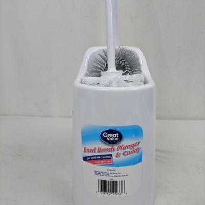 Great Value Bowl Brush Plunger & Caddy - New