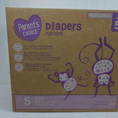 Parent's Choice Diapers, Size 5, 280 Count - New