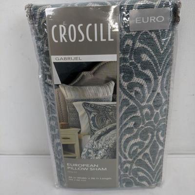 Croscill Gabrijel European Pillow Sham, Slate Blue - New