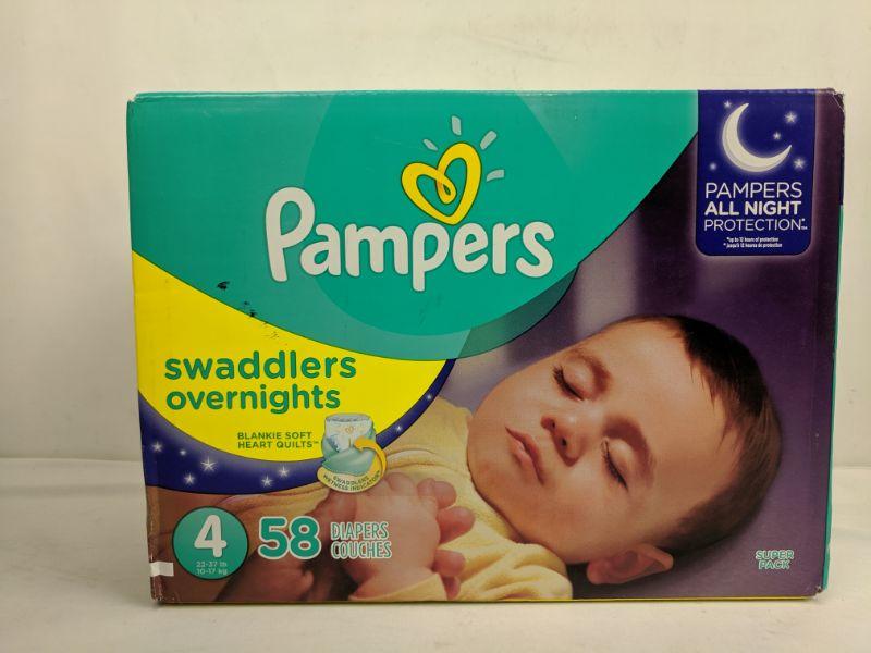  Pampers Swaddlers Overnights Diapers - Size 4, 58