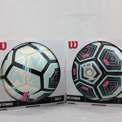 Wilson Hex Stinger Soccer Ball, Size 3, Set of 2 - New