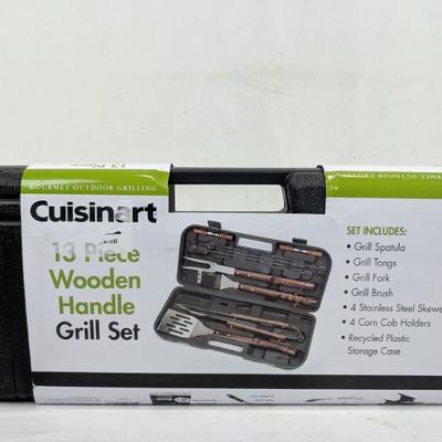 Cuisinart 13 Piece Wooden Handle Grill Set - New