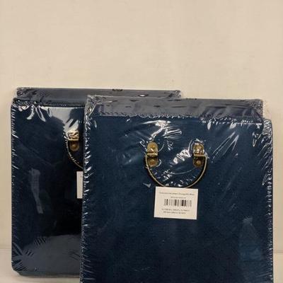Textured Velveteen Storage Bins, Set of 2, Blue - New