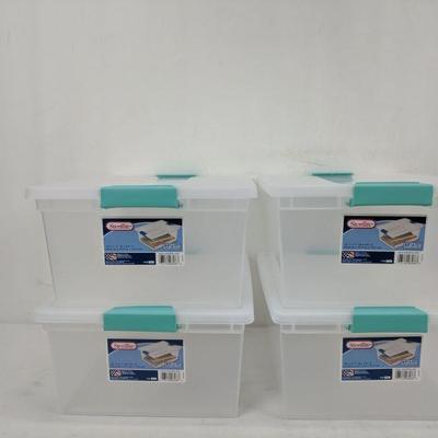 Sterilite Plastic Containers/Blue, Set of 4 - New