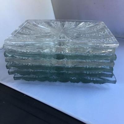 Vintage Serving Set of 7 Cut Glass Plates