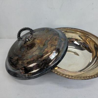 Silver Plated Bowl with Lid. Tarnished