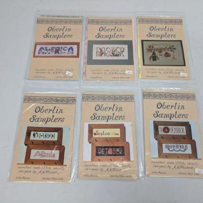 Qty 6 Cross Stitch Patterns: America, Easter, TGiving & More by Oberlin Samplers