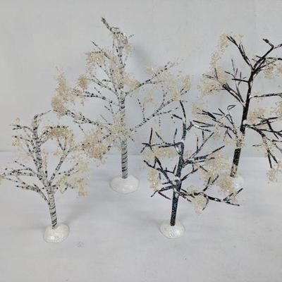 Department 56 Decor, 4 pc Winter Trees, Sparkly , with Box