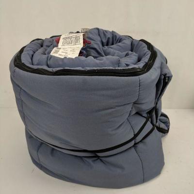 Blue Sleeping Bag, plaid Inside, Wenzel 1887, 33x77, 4 pounds