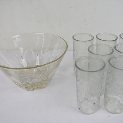 Serving Bowl and 7 Glasses