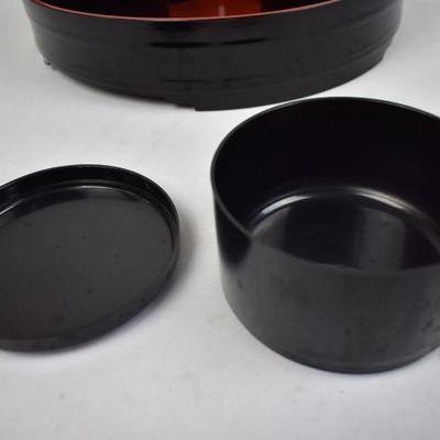 Japanese Serving Tray with 5 Covered Rice Bowls
