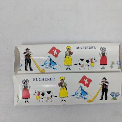 2 Rolex Lucerne Switzerland Bucherer Souvenir Logo SIlver Spoons W/ Boxes - New