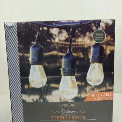 Newhouse Lighting Outdoor String Lights With Hanging Sockets Weatherproof - New