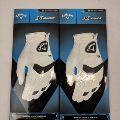 Callaway X Junior Golf Glove Left Hand Size Medium/JM White , Set of 2 - New