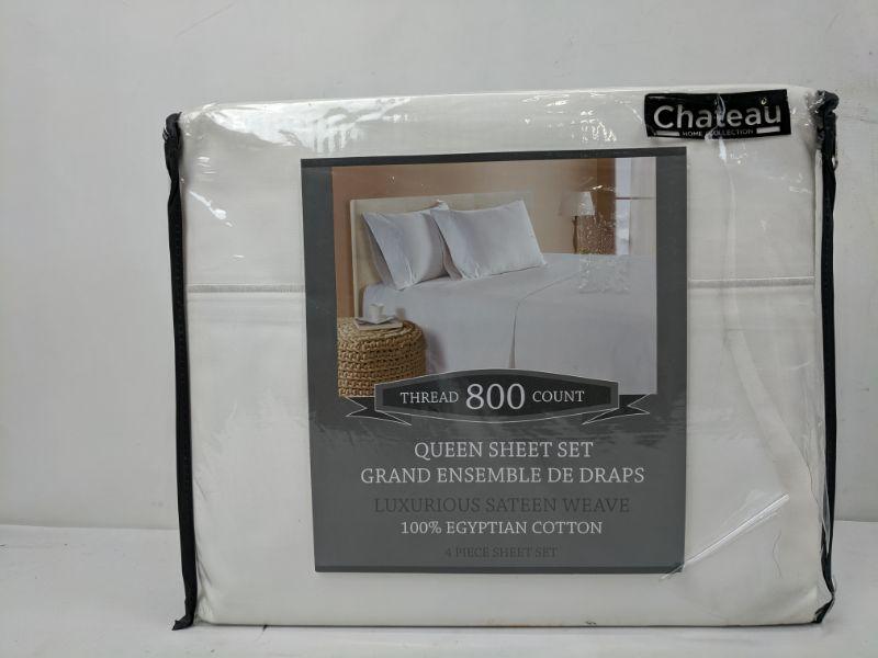Queen Size Luxury 100% Egyptian Cotton 800TC Sheet Set, Sateen White ...