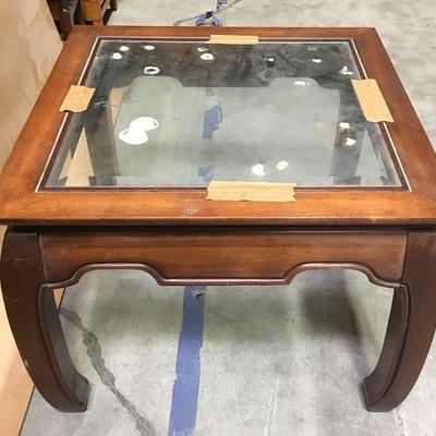Vintage Mahogany Coffee Table with Glass Top
