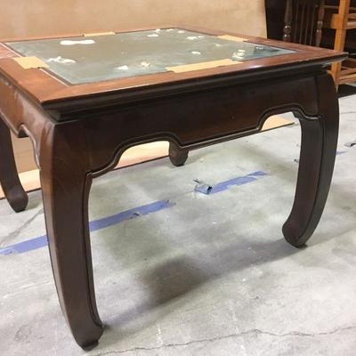 Vintage Mahogany Coffee Table with Glass Top