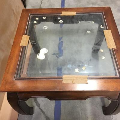 Vintage Mahogany Coffee Table with Glass Top