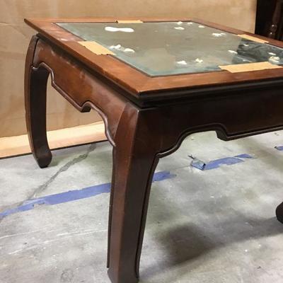 Vintage Mahogany Coffee Table with Glass Top