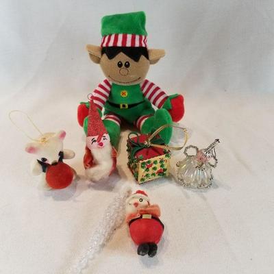 Vintage Ornaments with an Elf