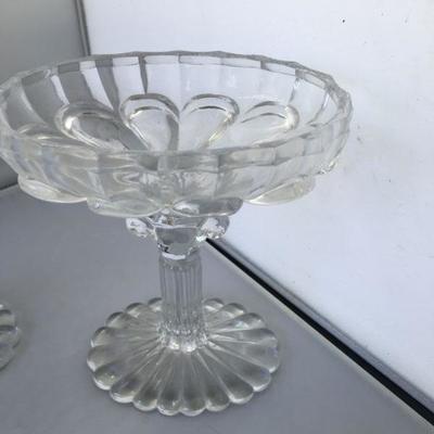 Vintage Pair of Glass Cut Candy Dishes