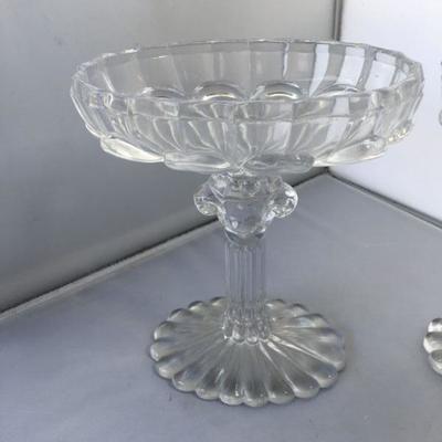Vintage Pair of Glass Cut Candy Dishes