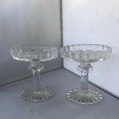 Vintage Pair of Glass Cut Candy Dishes