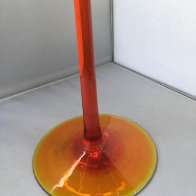 Vintage Very Tall Mouth Blown Hand Made Red Glass