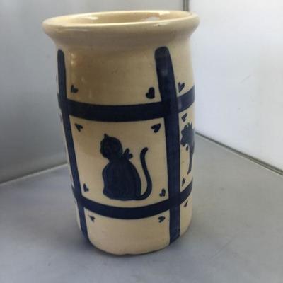 Vintage Hand Painted Ceramic Vase with Animals