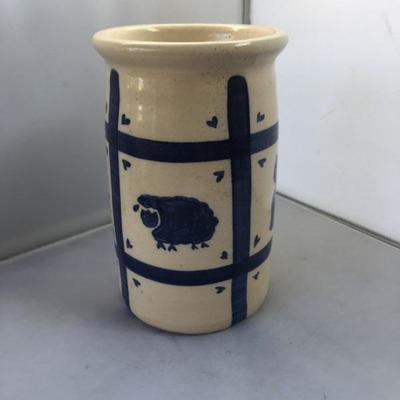 Vintage Hand Painted Ceramic Vase with Animals