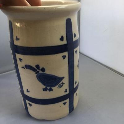 Vintage Hand Painted Ceramic Vase with Animals