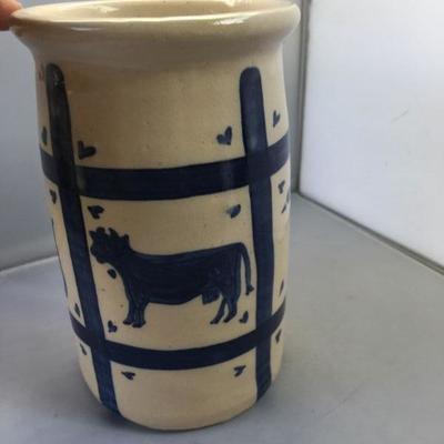 Vintage Hand Painted Ceramic Vase with Animals