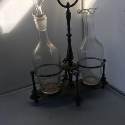 Antique Oil and Vinegar with Caddy