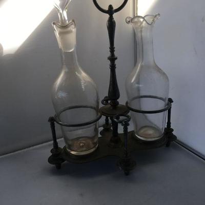 Antique Oil and Vinegar with Caddy