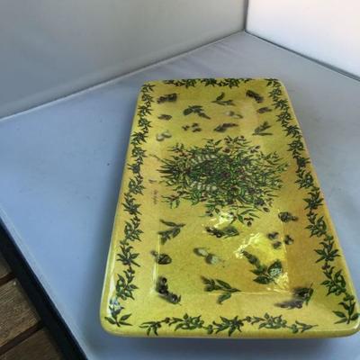 Vintage Ceramic Hand Painted Platter Signed Mary Hughes Santa Barbara