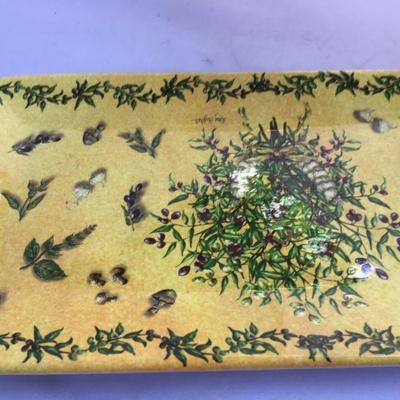 Vintage Ceramic Hand Painted Platter Signed Mary Hughes Santa Barbara