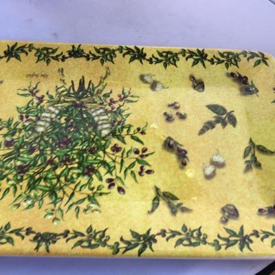 Vintage Ceramic Hand Painted Platter Signed Mary Hughes Santa Barbara