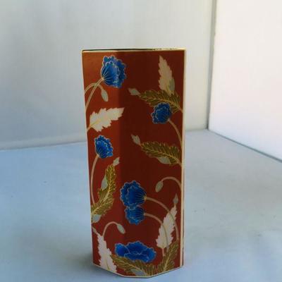 Vintage Elan by Takanashi Hand Painted Octagonal Vase