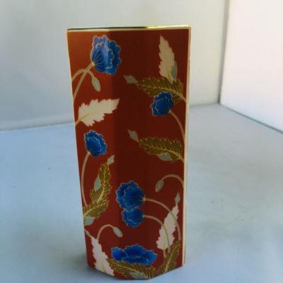Vintage Elan by Takanashi Hand Painted Octagonal Vase